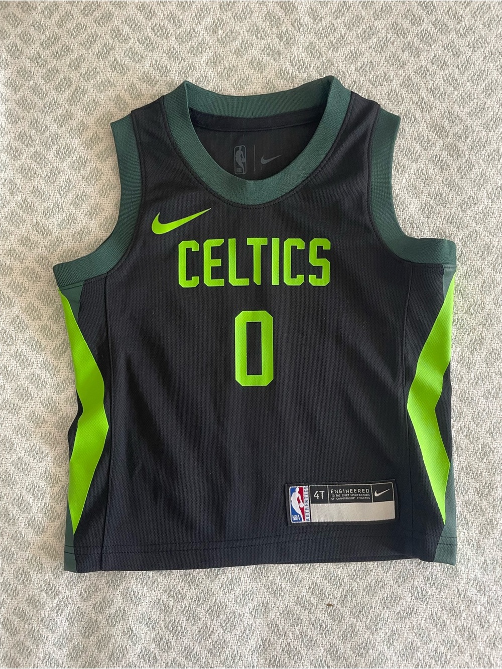 NBA Kids' Celtics Jayson Tatum Black & Neon Green Jersey Top